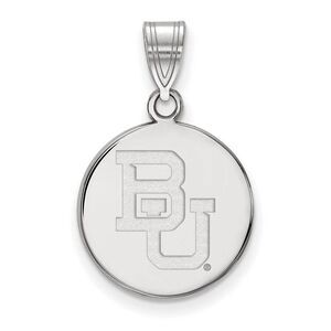 14k White Gold Baylor U Medium 'BU' Disc Pendant